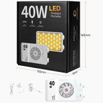 V-40 Luce video LED portatile da 40 W, temperatura colore 2500K-9000K, CRI 96+, ricaricabile, tascabile, pannello luminoso per fotografia, V-40