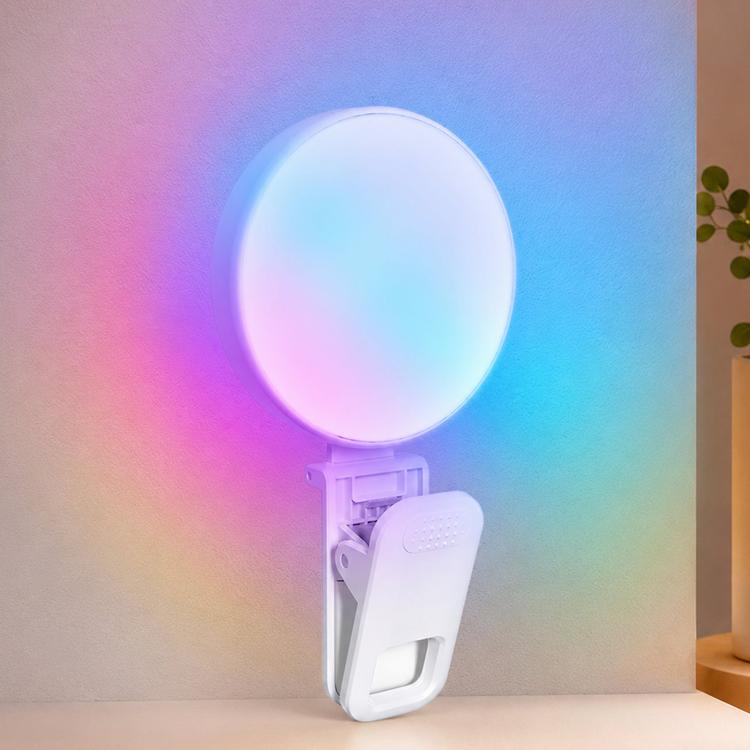 M81 Luce tascabile ricaricabile con clip per cellulare, ideale per video, vlog e selfie., Three Color Temperatures, Three Color Temperatures+Full RGB Color