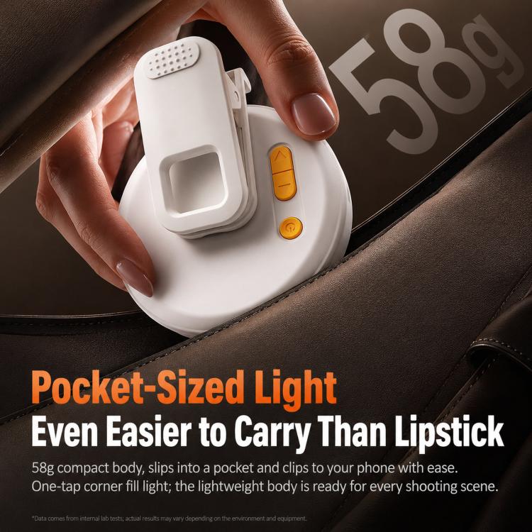 M81 Luce tascabile ricaricabile con clip per cellulare, ideale per video, vlog e selfie., Three Color Temperatures, Three Color Temperatures+Full RGB Color
