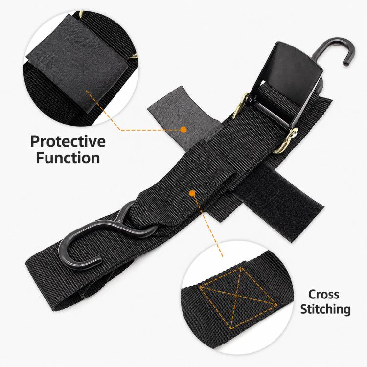 Kit di cinghie di fissaggio per specchio di poppa di imbarcazioni, portata 1200 libbre, cinghie per rimorchio marino a sgancio rapido, resistenti., Without Lock S Hook, With Lock S Hook
