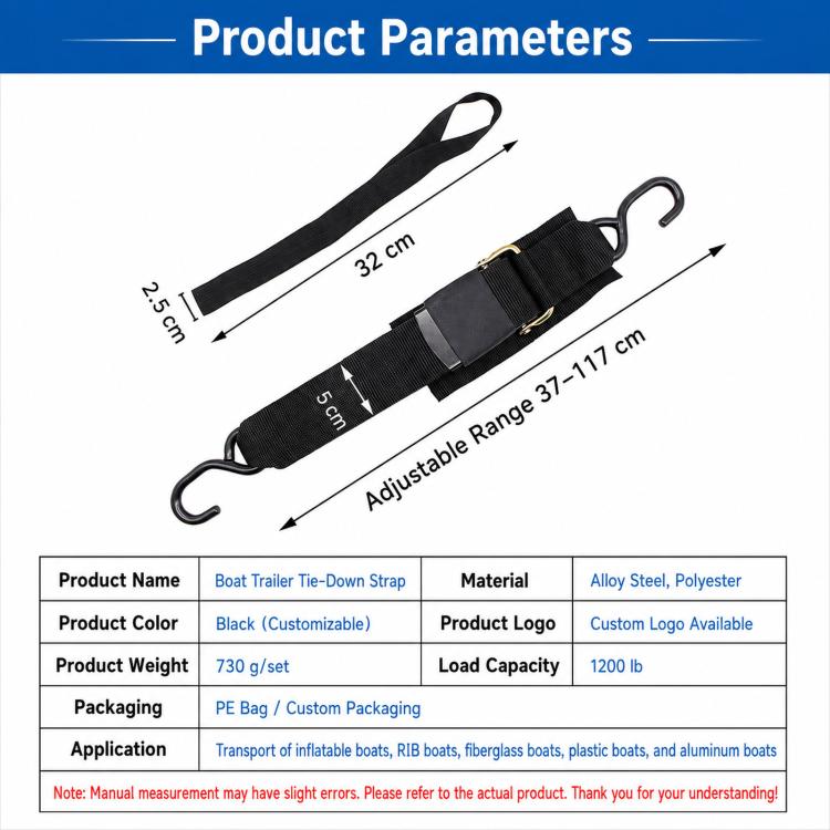 Kit di cinghie di fissaggio per specchio di poppa di imbarcazioni, portata 1200 libbre, cinghie per rimorchio marino a sgancio rapido, resistenti., Without Lock S Hook, With Lock S Hook