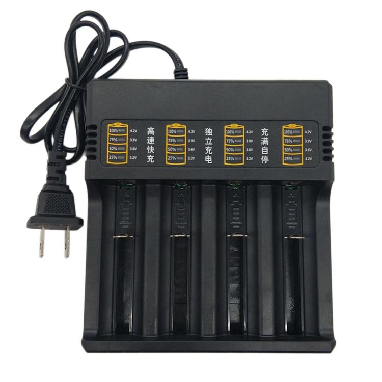 Caricabatterie universale a 4 slot per batterie al litio con indicatore del livello di carica, US Plug, EU Plug