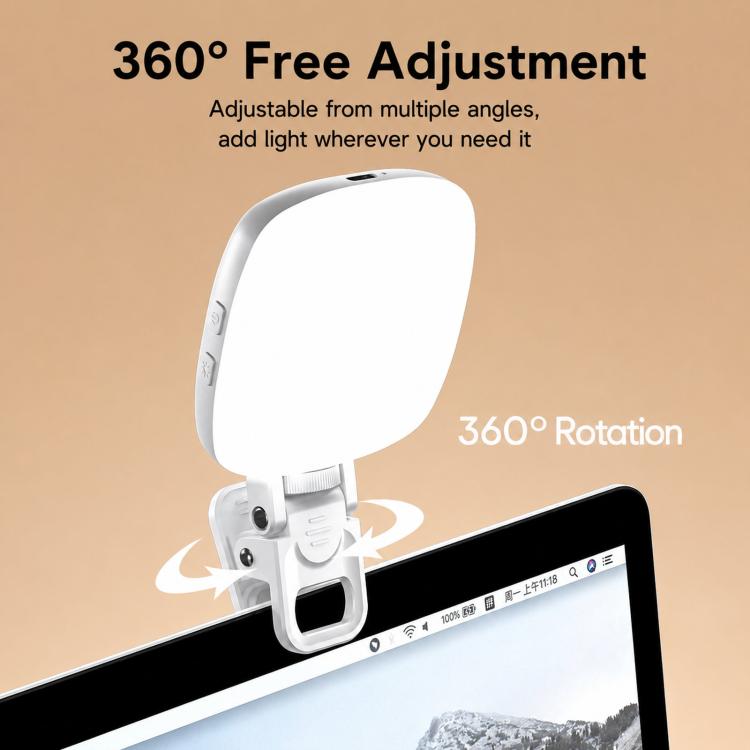 M-01 Clip ricaricabile per telefono, tre temperature di colore, luce di riempimento, mini luce video LED portatile