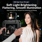 Luce ad anello ricaricabile per gabbia per fotocamera, rig video portatile per smartphone, 4400mAh, 6600mAh, 8000mAh