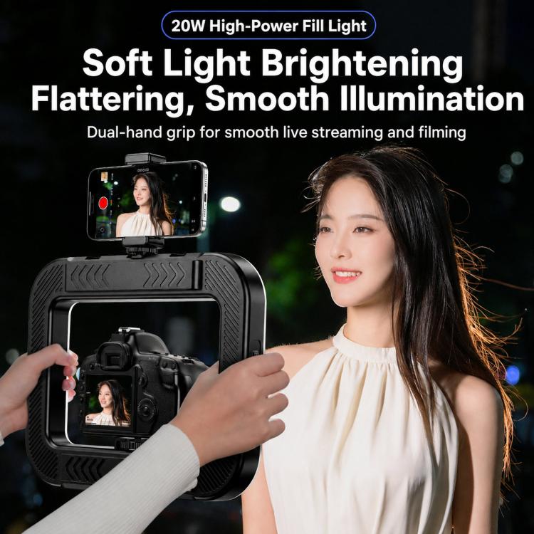 Luce ad anello ricaricabile per gabbia per fotocamera, rig video portatile per smartphone, 4400mAh, 6600mAh, 8000mAh