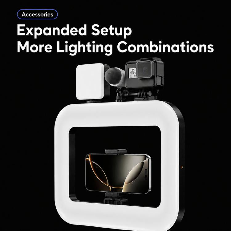 Luce ad anello ricaricabile per gabbia per fotocamera, rig video portatile per smartphone, 4400mAh, 6600mAh, 8000mAh