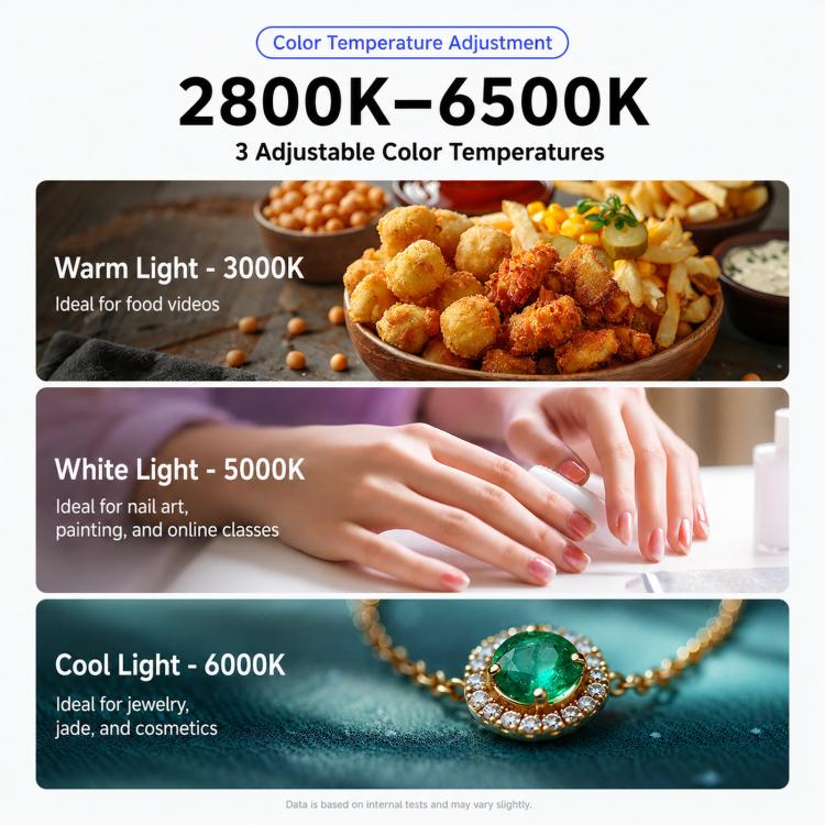 Luce ad anello ricaricabile per gabbia per fotocamera, rig video portatile per smartphone, 4400mAh, 6600mAh, 8000mAh