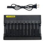 Caricabatterie intelligente a 10 slot da 4,2 V 6 A per batterie al litio 18650 / 16340, US Plug, EU Plug