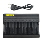 Caricabatterie intelligente a 10 slot da 4,2 V 6 A per batterie al litio 18650 / 16340, US Plug, EU Plug