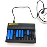 Caricabatterie intelligente a 10 slot da 4,2 V 6 A per batterie al litio 18650 / 16340, US Plug, EU Plug