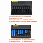 Caricabatterie intelligente a 10 slot da 4,2 V 6 A per batterie al litio 18650 / 16340, US Plug, EU Plug