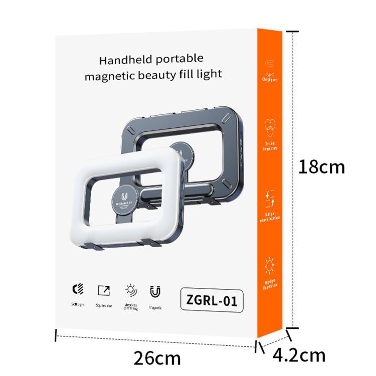 Anello luminoso ricaricabile per selfie e riprese video con smartphone, ZGRL01 Three-Color Temperature