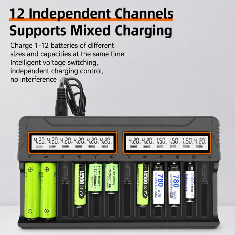 Caricabatterie per batterie al litio con schermo LCD multifunzione intelligente, US Plug, EU Plug