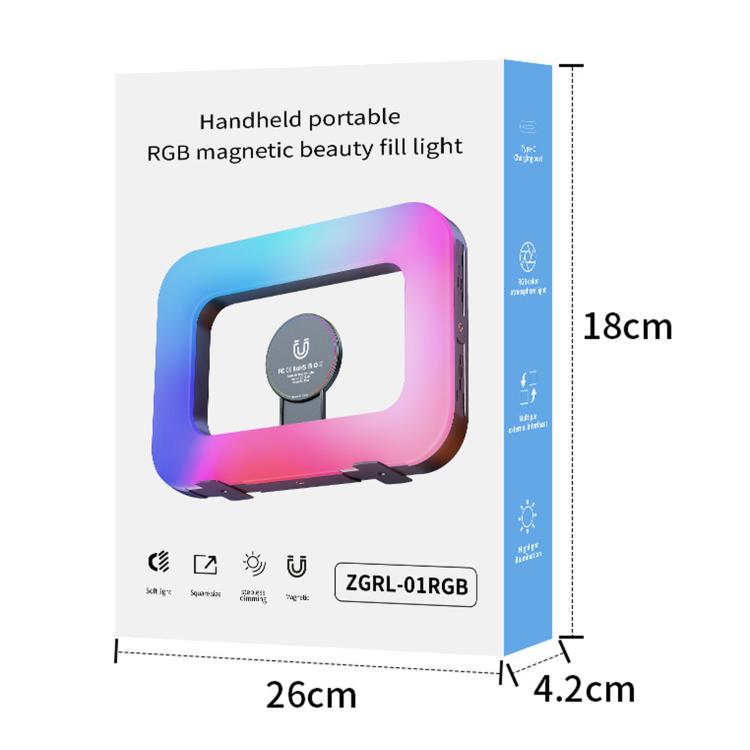 Luce video magnetica per smartphone, ricaricabile, portatile., ZGRL-01 RGB