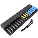 Caricabatterie intelligente a 16 slot per batterie al litio da 3,7 V a 4,2 V per batterie 26650 / 18650 / 21700, US Plug, EU Plug