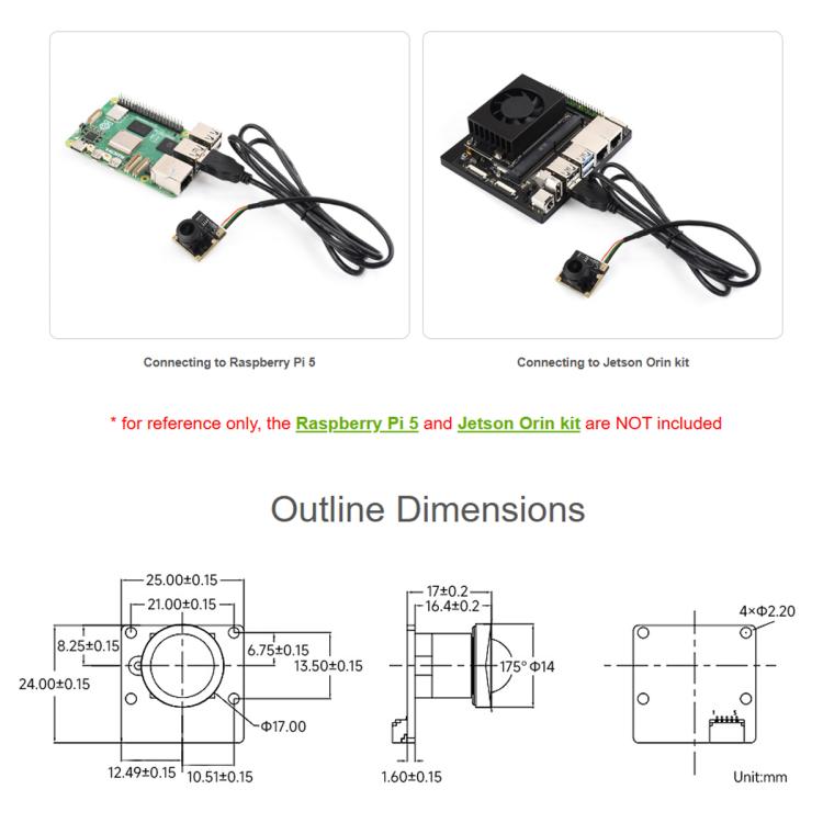Waveshare OS05A20 5MP USB Camera Module Type B Supports USB2.0 Port, 35566
