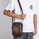 HUMERPAUL MH664 Borsa a tracolla vintage in pelle di grande capacità, borsa multifunzionale da uomo