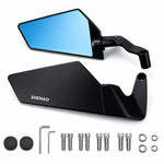 Specchietto retrovisore ribaltabile SHENAO per moto, in lega di alluminio, per modifiche., Blue Glass, White Glass