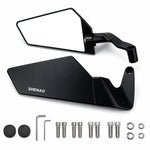 Specchietto retrovisore ribaltabile SHENAO per moto, in lega di alluminio, per modifiche., Blue Glass, White Glass