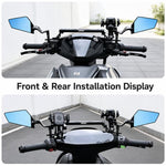 Specchietto retrovisore ribaltabile SHENAO per moto, in lega di alluminio, per modifiche., Blue Glass, White Glass