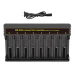 Caricabatterie multifunzionale MS-888 a 8 slot per batterie al litio da 3,7 V-4,2 V con spia luminosa., US Plug, EU Plug
