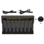 Caricabatterie multifunzionale MS-888 a 8 slot per batterie al litio da 3,7 V-4,2 V con spia luminosa., US Plug, EU Plug