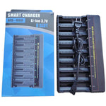 Caricabatterie multifunzionale MS-888 a 8 slot per batterie al litio da 3,7 V-4,2 V con spia luminosa., US Plug, EU Plug