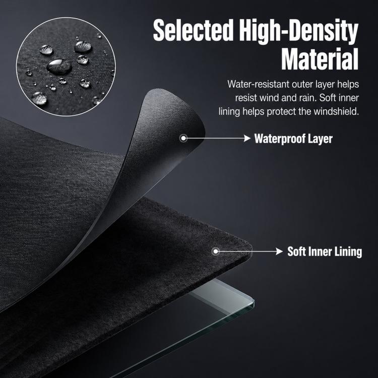 Grondaie per parabrezza auto, protezione antipioggia, copertura antipolvere per foglie e escrementi di uccelli., Front Aluminum Tint, Front Polyester Taffeta