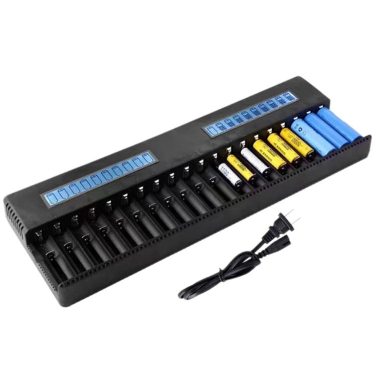 Caricabatterie al litio multifunzione a 20 slot con display LCD per batterie 18650 / 16340, US Plug, EU Plug