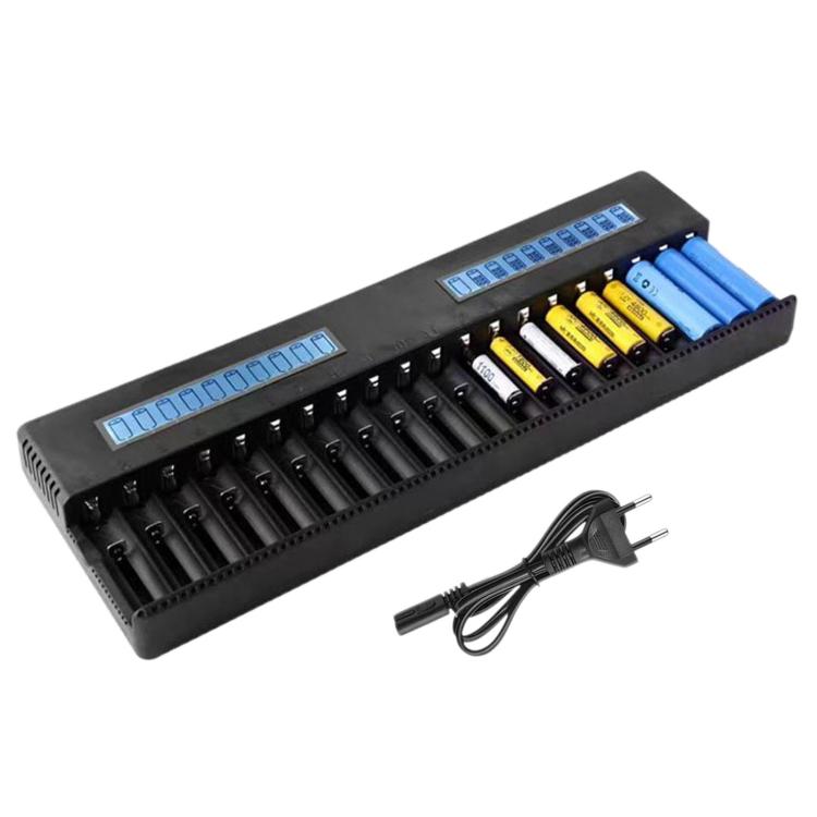 Caricabatterie al litio multifunzione a 20 slot con display LCD per batterie 18650 / 16340, US Plug, EU Plug