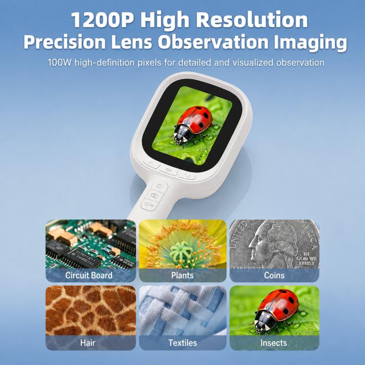 Microscopio digitale portatile TESLONG MS200 con schermo IPS da 2,8", obiettivo da 100 W e 8 luci LED., No Memory Card, With 32GB Memory Card