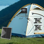 Sistema di raffreddamento per pollaio ad energia solare con doppia ventola, avvio/arresto automatico con sensore di luce e timer regolabile.