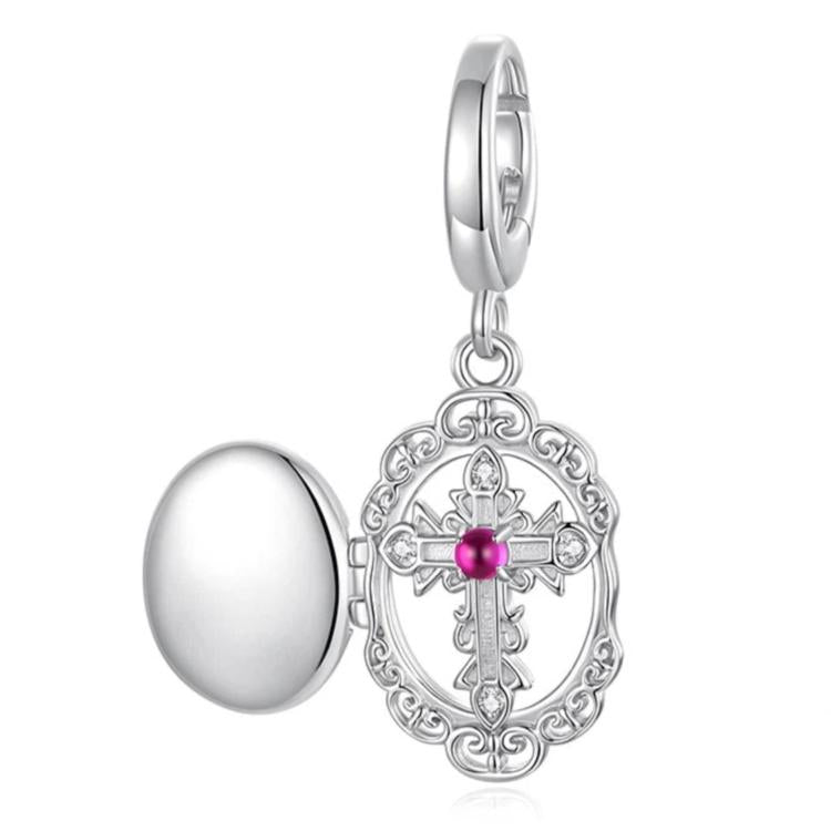 Scatola portafoto commemorativa fai-da-te con croce in argento sterling S925, BSC1290-1