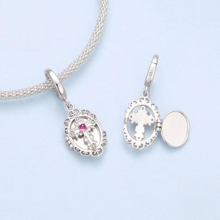 Scatola portafoto commemorativa fai-da-te con croce in argento sterling S925, BSC1290-1
