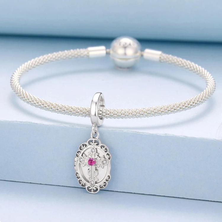Scatola portafoto commemorativa fai-da-te con croce in argento sterling S925, BSC1290-1