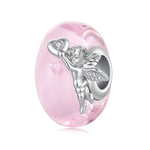 Perline di vetro a forma di cuore con angelo, placcate in platino e rame, perline fai da te, YIC280