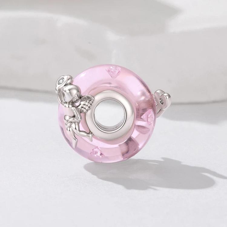 Perline di vetro a forma di cuore con angelo, placcate in platino e rame, perline fai da te, YIC280