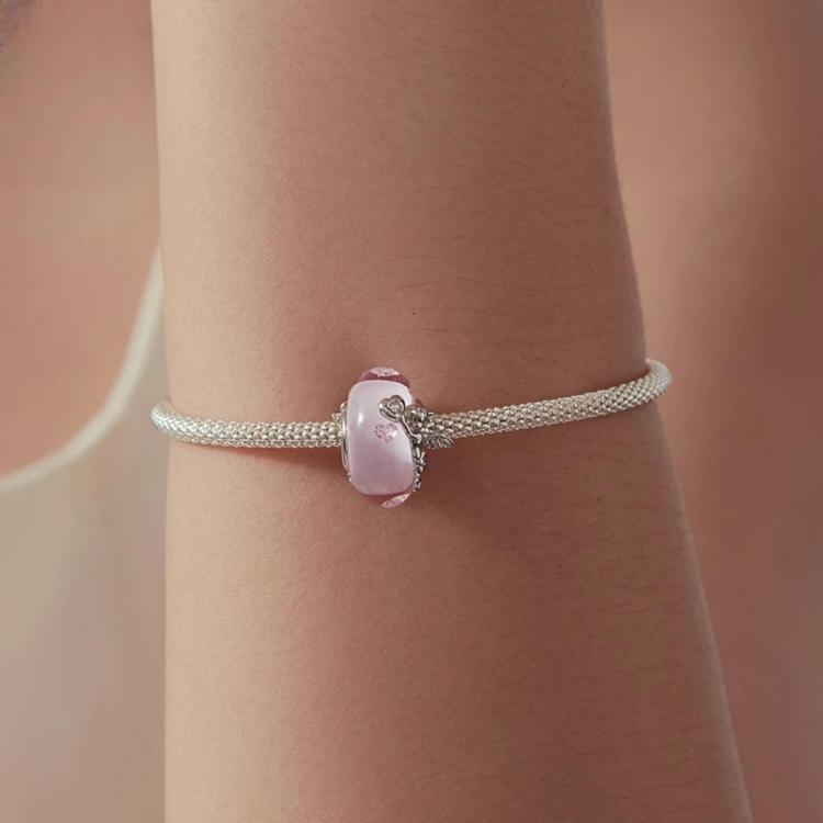 Perline di vetro a forma di cuore con angelo, placcate in platino e rame, perline fai da te, YIC280
