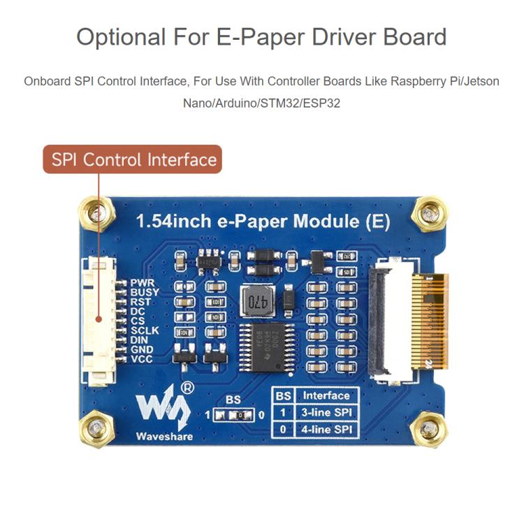 Display Waveshare da 1,54 pollici E6 E-Paper, E Ink Spectra 6 a colori, 240x240 pixel, interfaccia SPI., Without Driver Board, With Driver Board