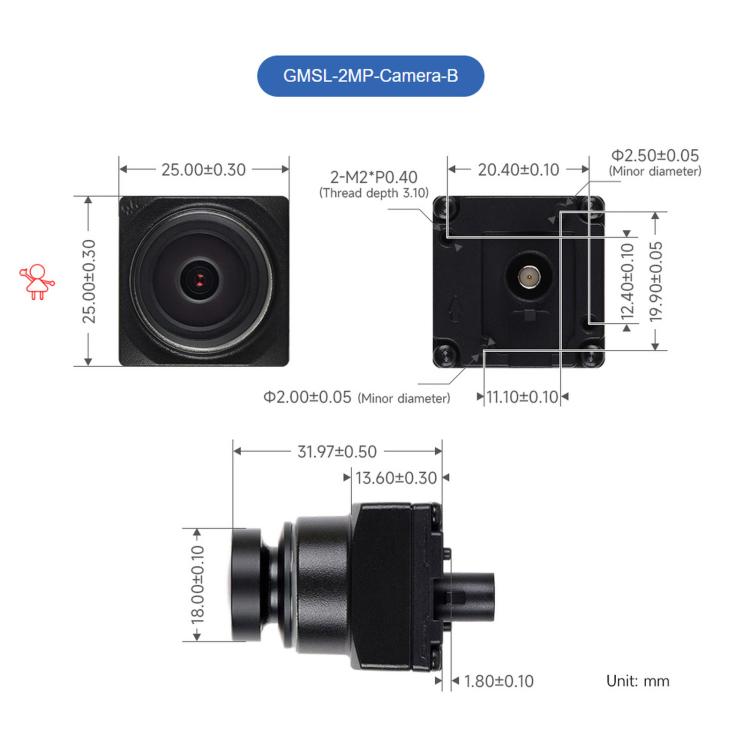 Modulo fotocamera Waveshare GMSL da 2 MP con sensore di immagine di livello automobilistico con ampio campo visivo di 118,4 gradi., 35539