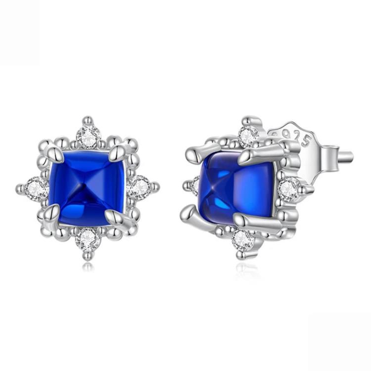 Orecchini scintillanti in argento sterling S925 con spinello blu, BSE1312