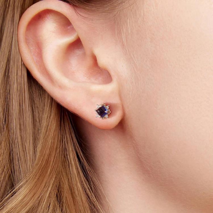 Orecchini scintillanti in argento sterling S925 con spinello blu, BSE1312