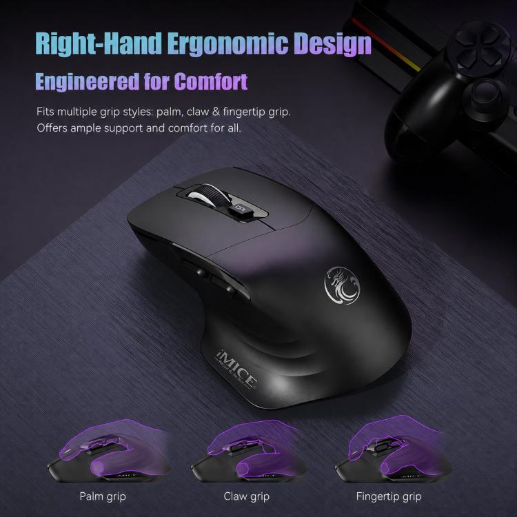 Mouse wireless IMICE G209, doppia modalità Bluetooth 2.4G, ergonomico, ricaricabile, ottico.