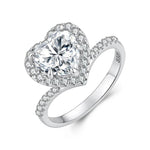 Anello in argento sterling S925 con moissanite a forma di cuore da 2 carati, 6 US Size, 7 US Size, 8 US Size