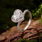 Anello in argento sterling S925 con moissanite a forma di cuore da 2 carati, 6 US Size, 7 US Size, 8 US Size