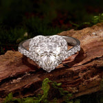 Anello in argento sterling S925 con moissanite a forma di cuore da 2 carati, 6 US Size, 7 US Size, 8 US Size