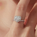 Anello in argento sterling S925 con moissanite a forma di cuore da 2 carati, 6 US Size, 7 US Size, 8 US Size
