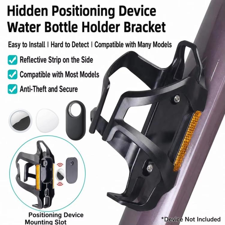 Bike Water Bottle Cage with Hidden Tracker Holder Compatible with AirTag / SmartTag or Huawei Tag