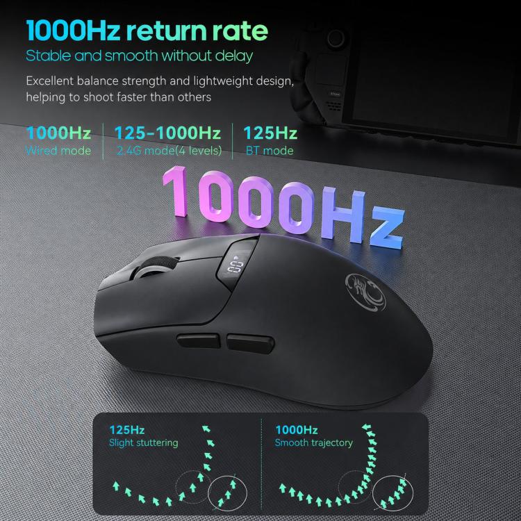 Mouse da gioco wireless iMICE G206 Tri-Mode, leggero, con schermo da 12800 DPI e ricaricabile., G206