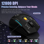 Mouse da gioco wireless iMICE G203 Tri-Mode, 12800 DPI, frequenza di polling di 1000Hz, ricaricabile, con illuminazione RGB., G203